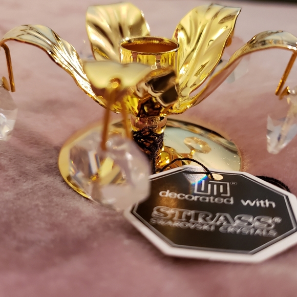 NIB Crystal Temptations 24K Gold Plated Candlestick Holder - Picture 6 of 12